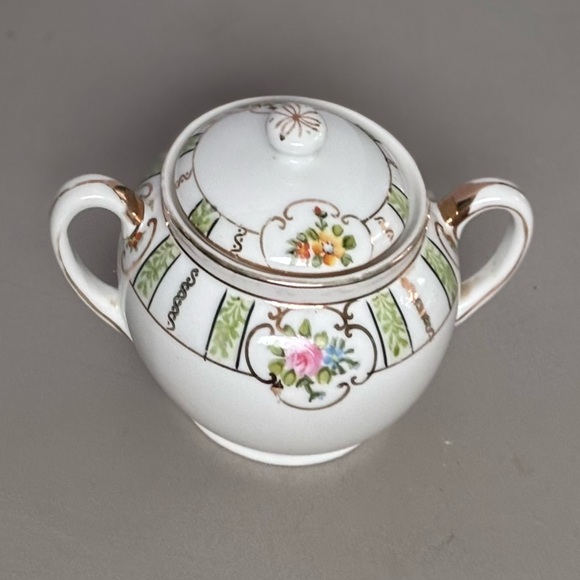 Nippon Rising Sun Porcelain Lidded Sugar Bowl Victorian Tea Accessories - Picture 4 of 8